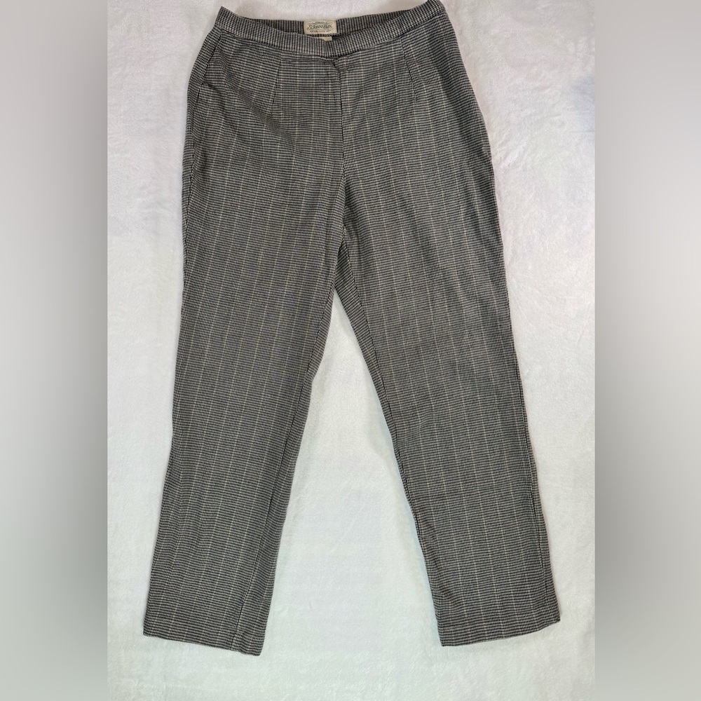 Vintage Women’s St. John’s Bay Houndstooth Pants Size 8 Tan, Black And Gold